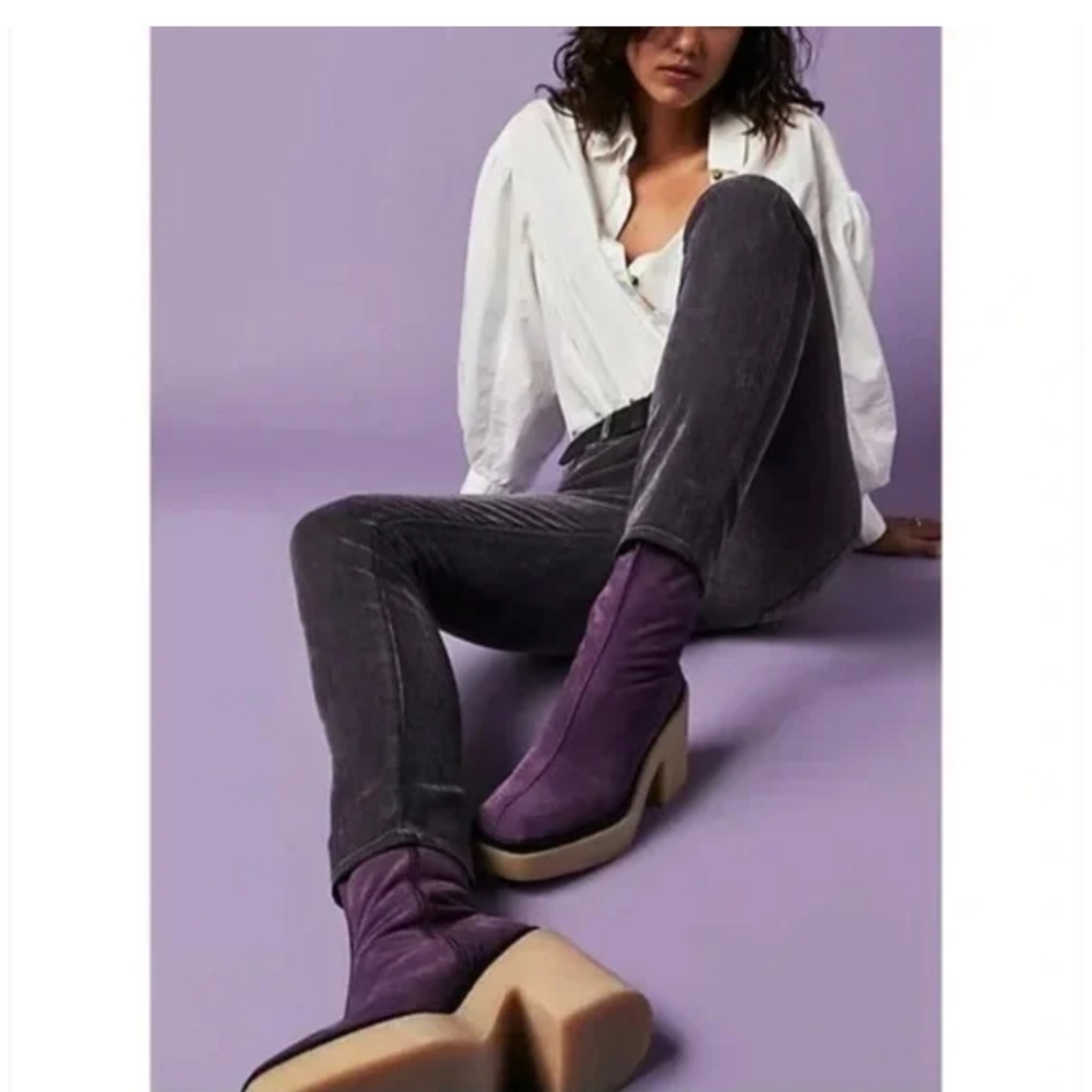 Free People Gigi Suede Ankle Boot in Purple